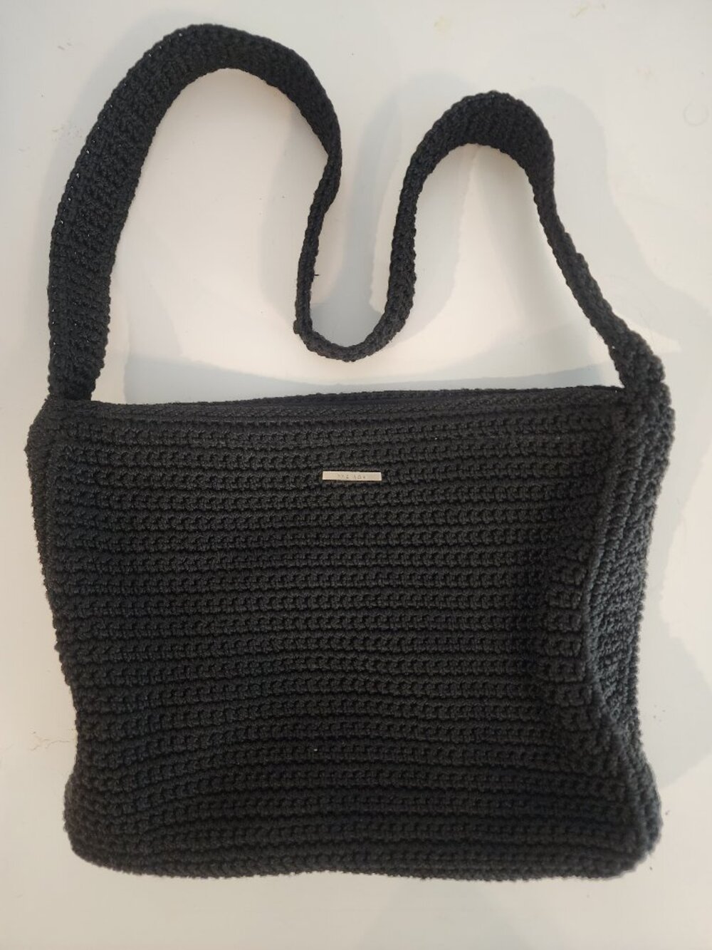 The Sak Black Textured Crochet Shoulder Bag Handbag